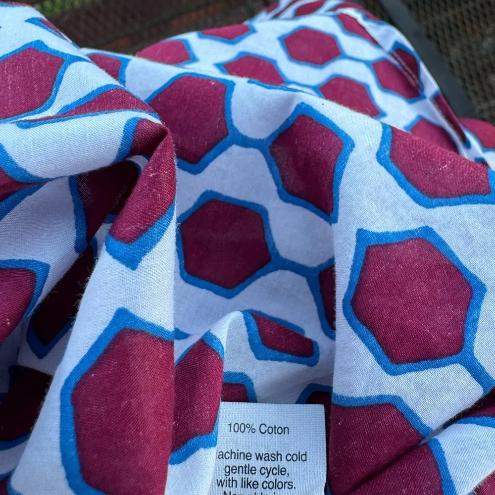 J.Crew Women’s Cotton Shirt Maroon White Navy‎ Long Sleeve Pull Over Half Button